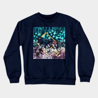 Crow Through the Lunar Portal Negative Painting Crewneck Sweatshirt